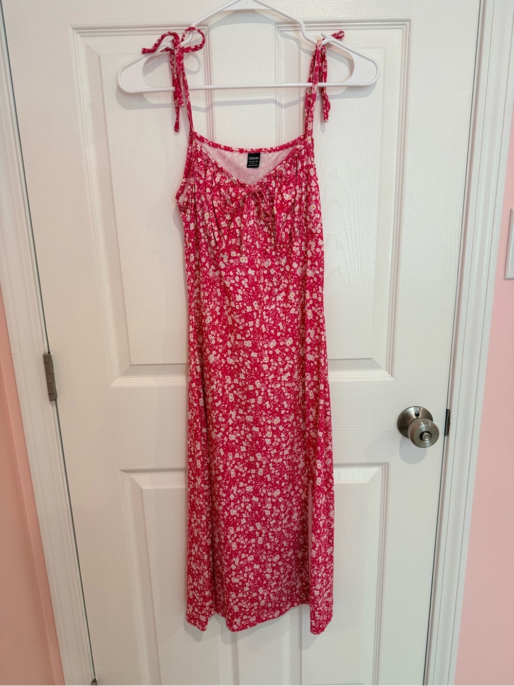 Lioness Pink Floral Tie-Strap Midi Dress